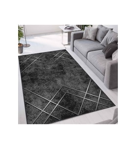 Rovigo Home Dijital Baskı Yıkanabilir Kaymaz Taban Salon Halısı RVG1668  50x80 cm (Siyah)