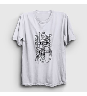Presmono Unisex Beyaz Surfer Kings Kral T-Shirt 289031tt