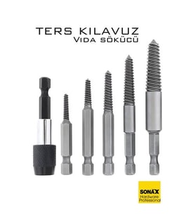 Bits Uzatmalı Ters Kılavuz 6 lı Set Saf Çelik Kırık Civata Vida Sökücü