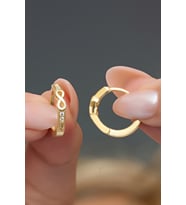925 Ayar Gümüş Gold Kaplama Sonsuzluk Detay 15 mm Halka Küpe