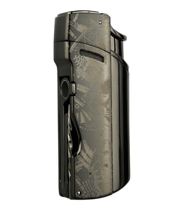 Quantoro Tek Torch Pürmüz Delicili/İğneli Gunmetal Desenli Metal Puro Çakmağı - TRZ1156