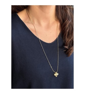 Gold Renk 80+5 cm Ayarlanabilir 4 Yaprak Çiçek Kolye
