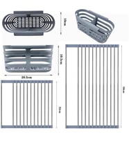 Yuvadan - Bulaşık Kurutma Aparatı, Açılır Kapanır Katlanır Bulaşıklık, Lavabo Üstü Çok Amaçlı Kurutmalık-Ev Hediyesi (Gri)