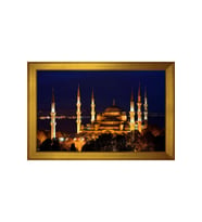 Sultan Ahmet Camii ve Gece Motifli Kanvas Tablo 50 x 70 cm Gold Çerçeve