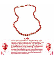 Kırmızı Akik Doğaltaş Düğümlü Kolye 6 mm, M205