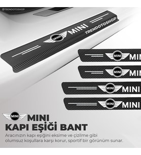 Mini Cooper Uyumlu Karbon Kapı Eşiği Folyo 4'lü Set Orijinal Hava Kanallı İthal