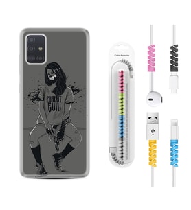 Samsung a71 A72 A73 A7 A9 2018 C7 C9 Kılıf Kablo Koruma Spiral Silikon Purest Evil 1627