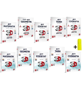3D Yayınları AYT Eşit Ağıtlık Matematik Geometri Edebiyat Tarih Coğrafya Defter Soru Seti 10 Kitap