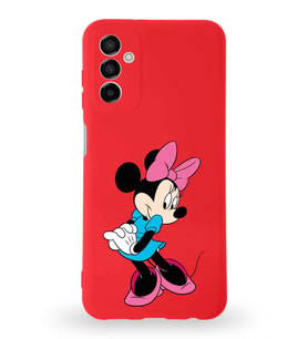 Samsung Galaxy M23 Uyumlu Lansman Kılıf Altı Kapalı İçi Kadife  Minnie Mouse-F Tasarımlı  Kapak (Şeffaf)