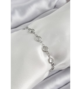 Pirinç Gümüş Renk Zirkon Taşlı Bileklik - Tj-Bb7044