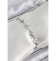 Pirinç Gümüş Renk Zirkon Taşlı Bileklik - Tj-Bb7044
