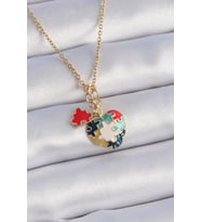 316L Çelik Gold Renk Yapboz Motif Kalp Figür Charm Model Kadın Kolye TJ-BKO9316