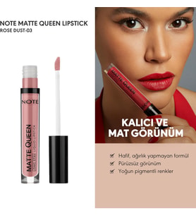 Cosmetics Matte Queen Lipstick 03 Rose Dust Kalıcı Likit Ruj, Nude
