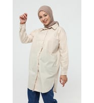 Kadın Sade Oversize Gömlek 5291 (Vizon)