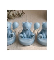 5 Adet Ayı Figürlü Tealight Mum – Balonlu Sevimli Ayı Tasarımı, Dekoratif El Yapımı Kokulu Mum, Baby Shower & Doğum Günü Hediyesi