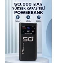 50.000 Mah Taşınabilir Powerbank 22,5 W Hızlı Şarj 4 Dahili Şarj Kablosu Dijital Ekran Led Aydınlatma Ve Taşıma Sapı
