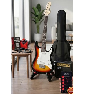 Midex CEG-36SB 8-12 Yaş Çocuklar İçin Amfili Full 3/4 36 İnç Elektro Gitar Seti Sunburs