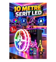 10 Metre Bluetooth Kontrollü Smart Şerit LED – USB 5V, Kumandalı, Su Geçirmez, Sese Duyarlı