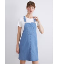 LCW Comfort İndigo Kare Yaka Jean Salopet Elbise