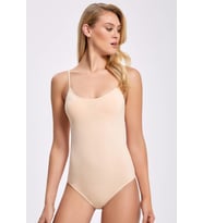 Kadın Likralı Çıtçıtlı İp Askılı Badi (Ten)
