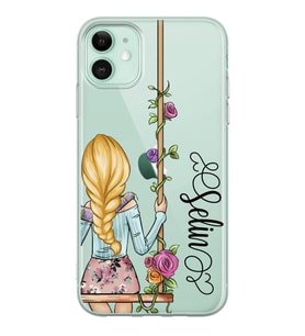 Sarı Saçlı Kız Tasarımlı Şeffaf Telefon Kılıfı (Tüm Modeller Mevcuttur)