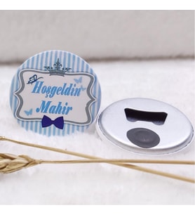 30 Adet Fiyonklu Açacak Magnet Erkek Bebek Şekeri Uv Baskılı-