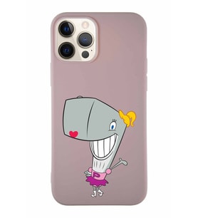 Apple iPhone 12 Pro Soft Premier Kapak Pearl Yengeç Tasarımlı Silikon Kılıf - Pudra (Şeffaf)