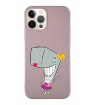 Apple iPhone 12 Pro Soft Premier Kapak Pearl Yengeç Tasarımlı Silikon Kılıf - Pudra (Şeffaf)