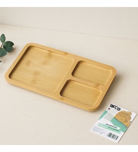 3 Bölmeli Dikdörtgen Bambu Servis Tepsisi 24.8x13.8x1.4 cm