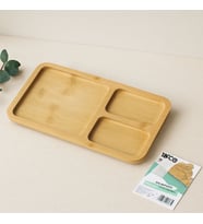3 Bölmeli Dikdörtgen Bambu Servis Tepsisi 24.8x13.8x1.4 cm