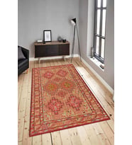 Dijital Baskılı Yıkanabilir Kaymaz Modern Renkli Salon Halısı Mutfak Halısı Yolluk ND-HY-1350 (Kırmızı)
