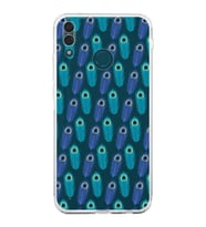 PrintiFy Huawei Y9 2019 ile Uyumlu Nazar Boncuğu 4 Baskılı Kamera Korumalı Şeffaf Silikon Kılıf