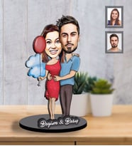 Kişiye Özel Sevgili Karikatürlü İki Katmanlı Ahşap Biblo Model 9-Eco