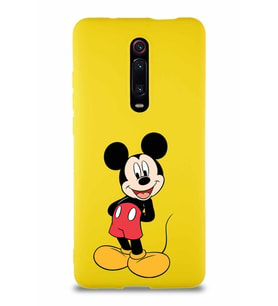 Xiaomi Redmi K20 Soft Premier Kapak Mickey Mouse-B Tasarımlı Silikon Kılıf - Sarı (Şeffaf)