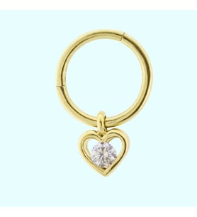 Altın Halka Piercing Kalp 14 Ayar
