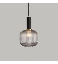 Rsylight Rustik Dekoratif Metal Modern Siyah Opal Füme Camlı Camlı Tekli  Avize