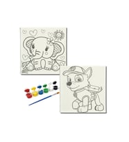 Okul Etkinliği-2'li Tuval Boyama Seti. 20x20 Cm Uv Baskı 6 Akrilik Boya 1 Fırça-model-404