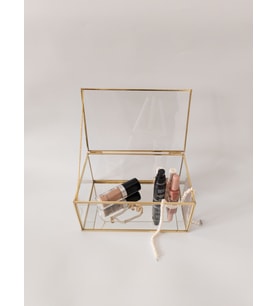 Pirinç Cam Gold Takı Nişan Aksesuar Kutusu 24x15x5cm