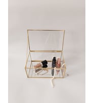 Pirinç Cam Gold Takı Nişan Aksesuar Kutusu 24x15x5cm
