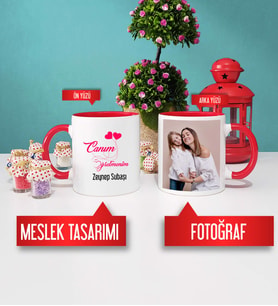 Öğretmenler Günü Hediyesi Kupa Bardak Kırmızı Fotoğraflı