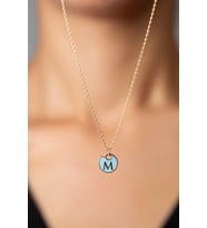 Papatya Silver 925 Ayar Gümüş Mineli Kişiye Özel Harf Kolye