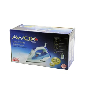 AWOX STEAM-1716 BUHARLI ÜTÜ SERAMİK TABAN 2600W 360 DERECE DÖNEBİLEN KABLO - 490ML ŞEFFAF SU TANKI (5680)