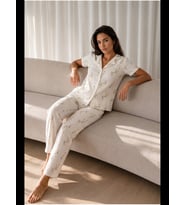 Night Kadın Loose Uzun Paça Pamuk Pijama Takımı