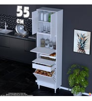 Eliusta Zümra 55 cm Beyaz Fırın Dolabı Patates Soğan Saklama Dolabı Çok Amaçlı Kiler Banyo Dolabı 55x226x32