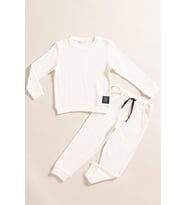 2'li Pamuk Waffle Sweat Jogger Ekru Alt Üst Takım
