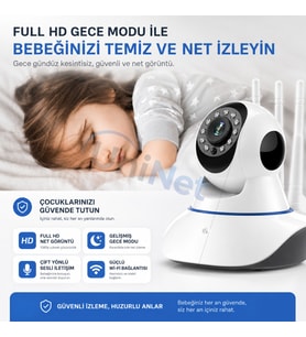 Uninet Wifi Akıllı Ev Kamerası – Uzaktan Izleme, Gece Görüşü ve Sesli Iletişim 355 Derece Döner Özellikli Ptz Kamera