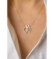 Anne Bebek Kolye 925 Ayar Gümüş Rose Renkli Zirkon Taşlı Kolye (Gold)