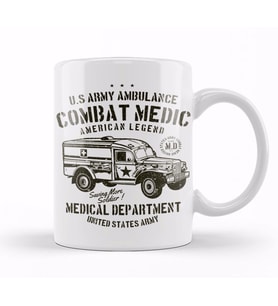 US Army Ambulance Kupa Bardak Porselen