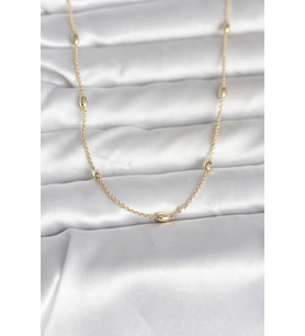 CM 14K Gold Renk Damla Topçuk Model Zincirli 60 cm Kadın Kolye 5886