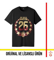 Galatasaray Lisanslı 2026 Şampiyonluk Siyah Tişört